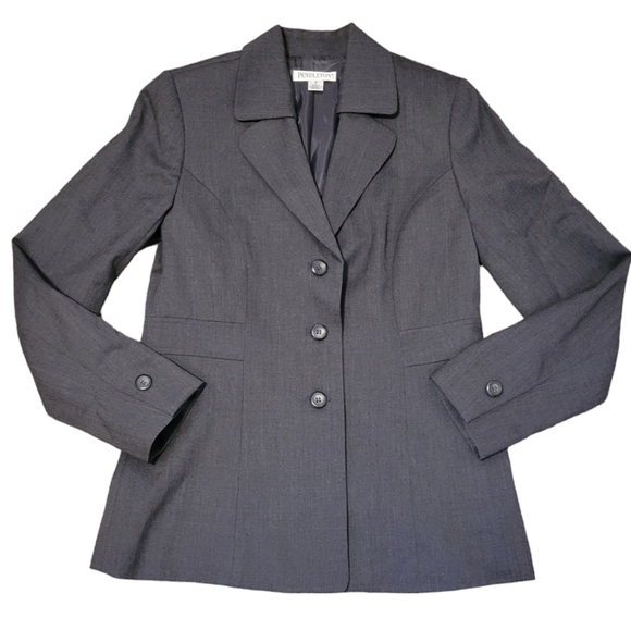 Pendleton Women's Virgin Wool Blazer Jacket Size 8 Dark Gray 3 Buttons CAREER - Picture 1 of 9